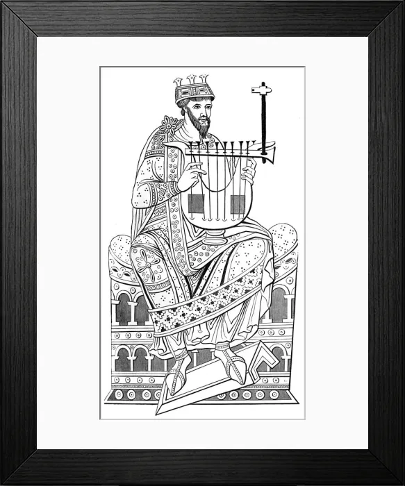 Framed Print : David playing the lyre, 10th century (1849) Framed Print : David playing the lyre, 10th century (1849)