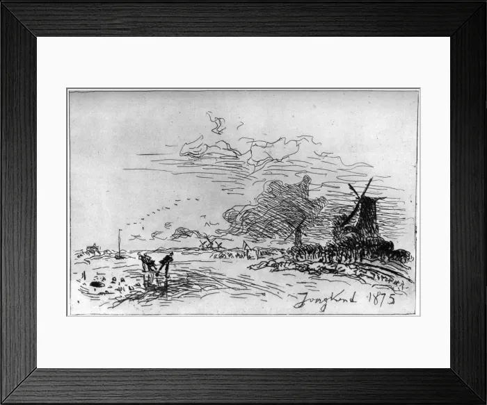 Framed Print : Canal pres Rotterdam, (Canal Near Rotterdam) c1830-1890 (1924). Artist: Johan Barthold Jongkind Framed Print : Canal pres Rotterdam, (Canal Near Rotterdam) c1830-1890 (1924). Artist: Johan Barthold Jongkind