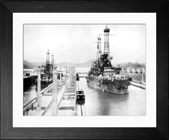 Framed Print : United States Men-Of-War passing through a lock, Panama Canal, Panama, 1926 Framed Print : United States Men-Of-War passing through a lock, Panama Canal, Panama, 1926
