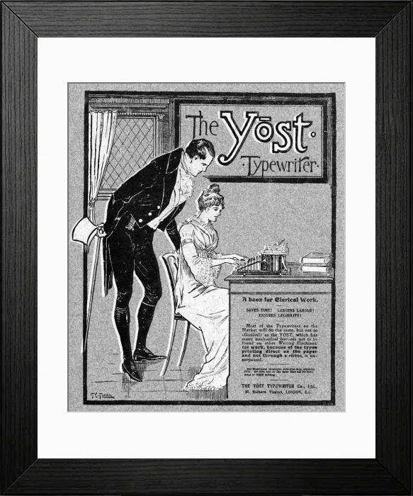 Framed Print : Advertisement for the Yost typewriter, 1901. Artist: Glover Framed Print : Advertisement for the Yost typewriter, 1901. Artist: Glover
