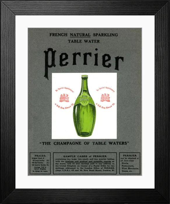 Framed Print : Advertisement for Perrier water, 1905 Framed Print : Advertisement for Perrier water, 1905