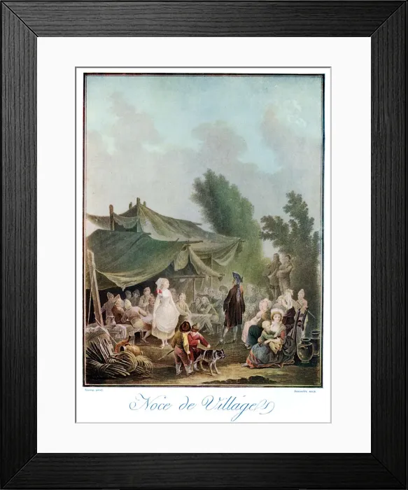 Framed Print : Noce de Village, 18th century (1910). Artist: Descourtis Framed Print : Noce de Village, 18th century (1910). Artist: Descourtis