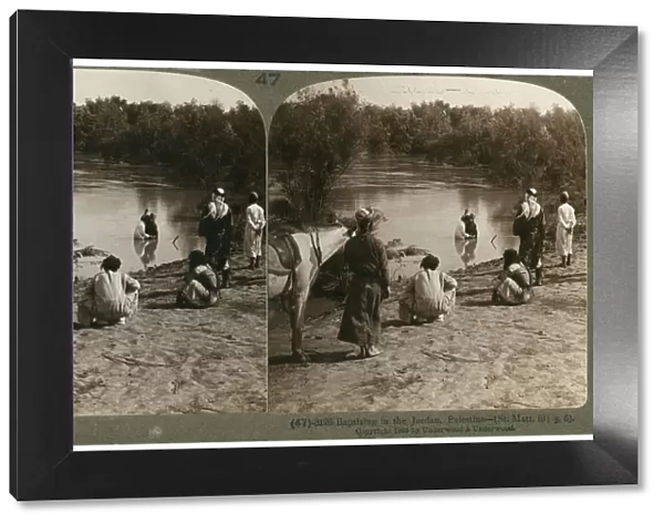 Baptising in the River Jordan, Palestine, 1903. Artist: Underwood & Underwood