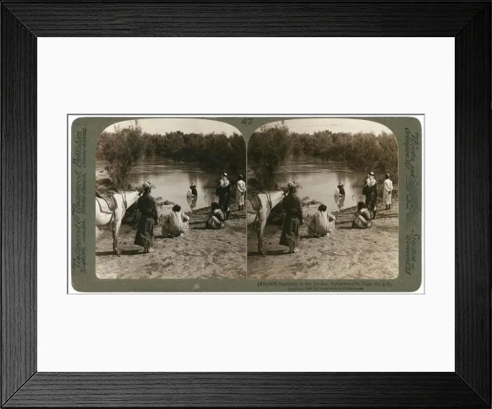 Framed Print : Baptising in the River Jordan, Palestine, 1903. Artist: Underwood & Underwood Framed Print : Baptising in the River Jordan, Palestine, 1903. Artist: Underwood & Underwood
