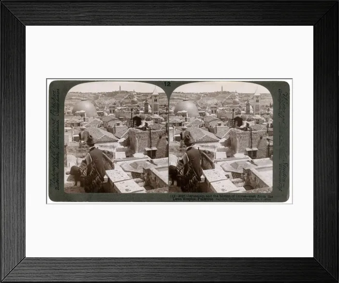 Framed Print : Jerusalem and the Mount of Olives, looking east from the Latin Hospice, Palestine, 1900s. Artist: Underwood & Underwood Framed Print : Jerusalem and the Mount of Olives, looking east from the Latin Hospice, Palestine, 1900s. Artist: Underwood & Underwood