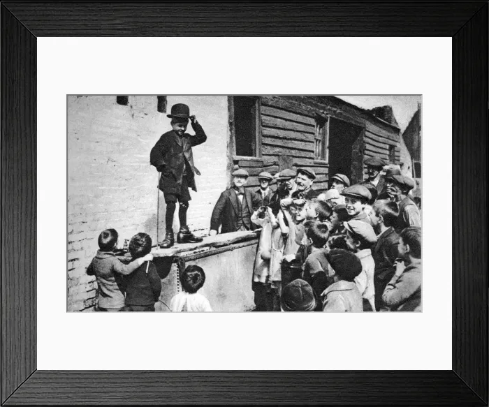 Framed Print : A budding Charlie Chaplin admirer, east end of London, 1926-1927 Framed Print : A budding Charlie Chaplin admirer, east end of London, 1926-1927