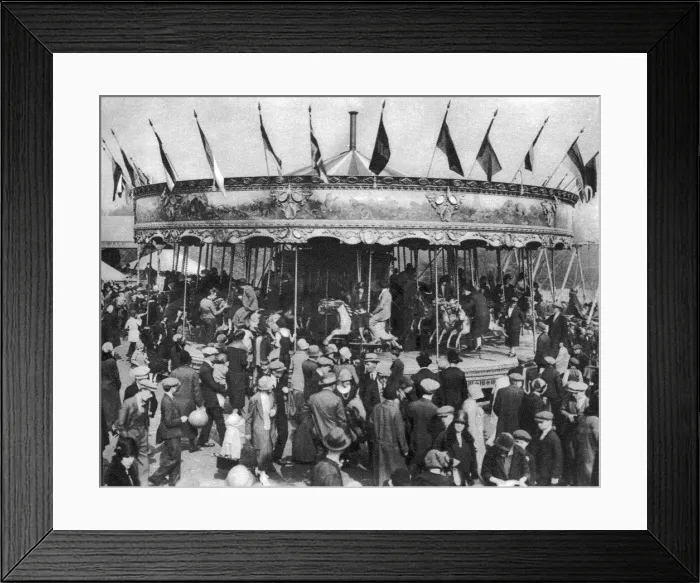 Framed Print : A merry-go-round, part of a bank holiday carnival on Hamstead Heath, London, 1926-1927 Framed Print : A merry-go-round, part of a bank holiday carnival on Hamstead Heath, London, 1926-1927