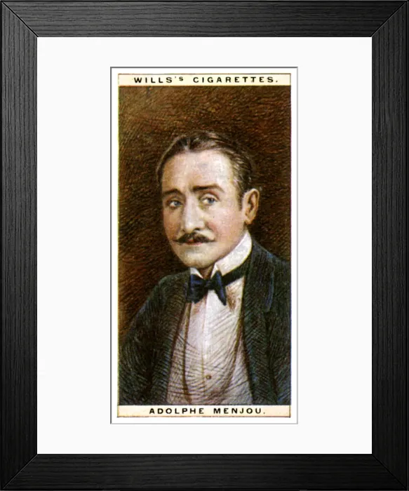 Framed Print : Adolphe Menjou (1890-1963), American actor, 1928. Artist: WD & HO Wills Framed Print : Adolphe Menjou (1890-1963), American actor, 1928. Artist: WD & HO Wills