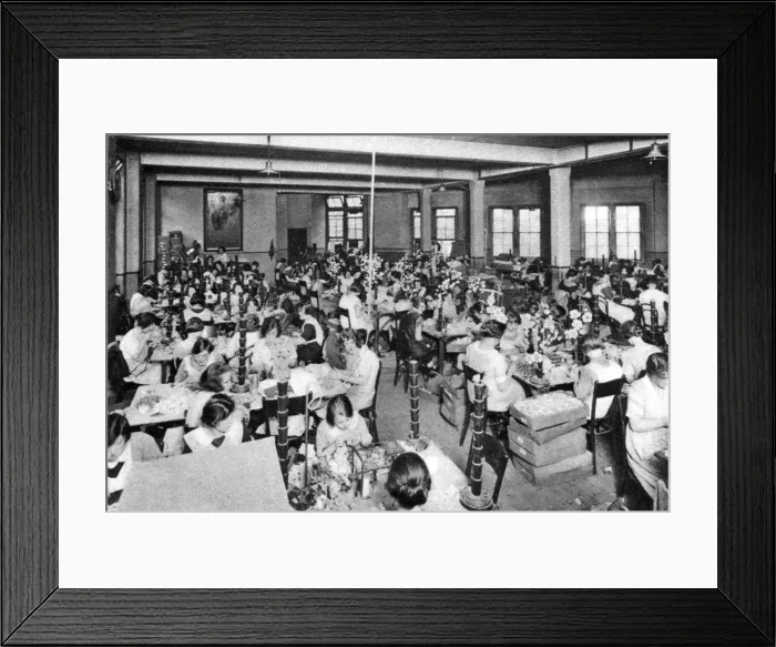 Framed Print : Disabled girls working at the Watercress and Flower Girls Christian Mission, London, 1926-1927 Framed Print : Disabled girls working at the Watercress and Flower Girls Christian Mission, London, 1926-1927