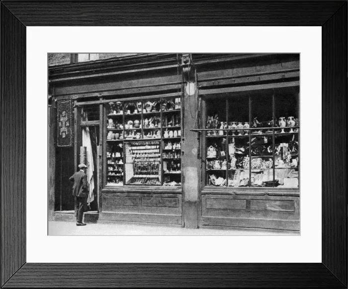 Framed Print : A pawnbrokers shop front, Bow, London, 1926-1927. Artist: Whiffin Framed Print : A pawnbrokers shop front, Bow, London, 1926-1927. Artist: Whiffin
