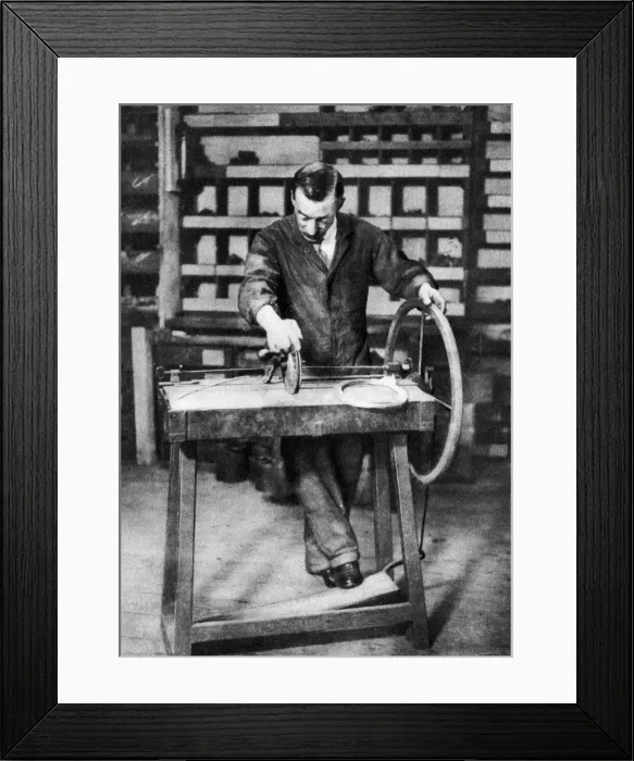 Framed Print : Wire being wound into springs for spring-locks, London, 1926-1927 Framed Print : Wire being wound into springs for spring-locks, London, 1926-1927