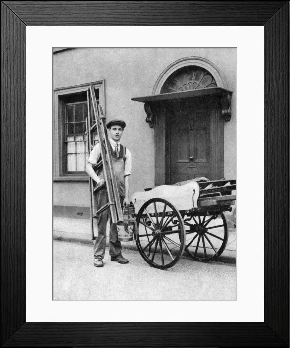Framed Print : Window cleaner in Islington, London, 1926-1927. Artist: McLeish Framed Print : Window cleaner in Islington, London, 1926-1927. Artist: McLeish
