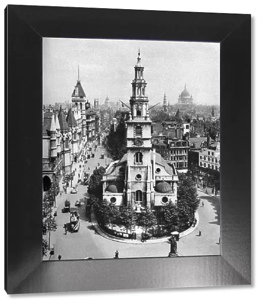 Church of St Clement Danes, the Strand and Fleet Street from Australia House, London, 1926-1927. Artist: McLeish