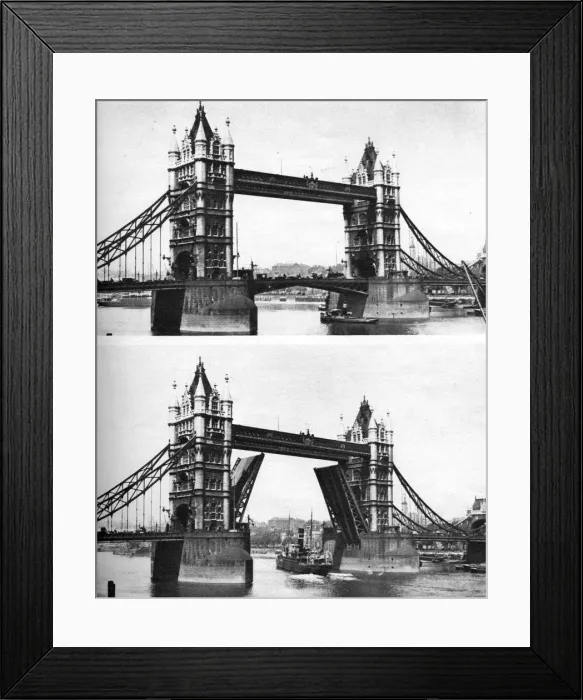 Framed Print : Tower Bridge open and closed, London, 1926-1927. Artist: McLeish Framed Print : Tower Bridge open and closed, London, 1926-1927. Artist: McLeish