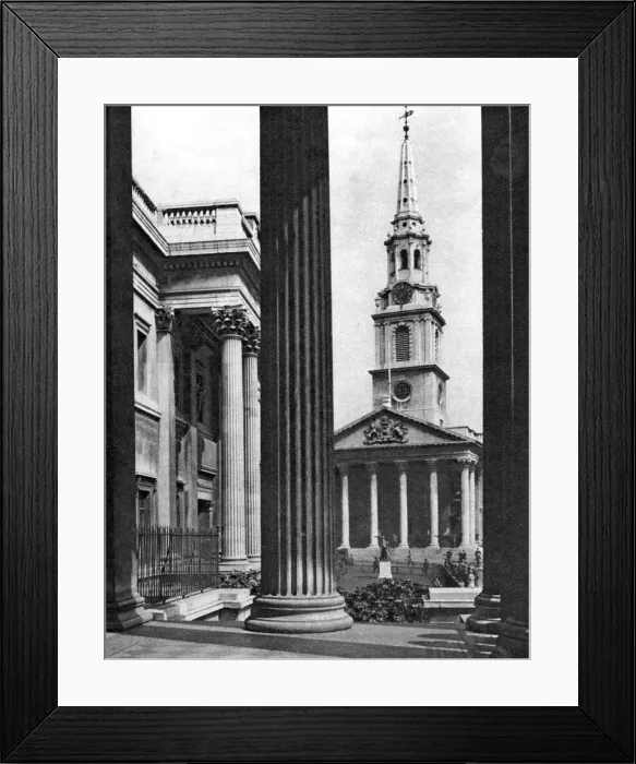 Framed Print : St Martin-in-the-Fields seen between the columns of the National Gallery, London, 1926-1927. Artist: McLeish Framed Print : St Martin-in-the-Fields seen between the columns of the National Gallery, London, 1926-1927. Artist: McLeish
