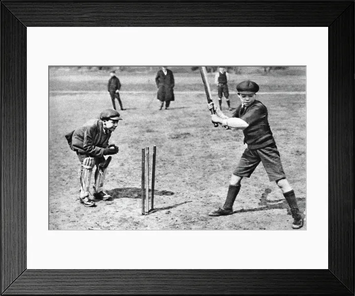 Framed Print : Boys playing cricket in Parliament Hill Fields, London, 1926-1927