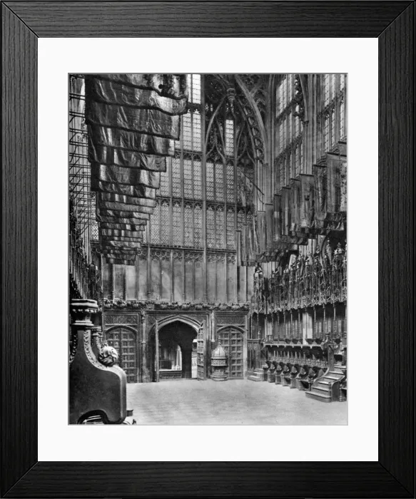 Framed Print : Massed banners of the Knights of the Bath in Henry VIIs Chapel, Westminster Abbey, 1926-1927. Artist: King Framed Print : Massed banners of the Knights of the Bath in Henry VIIs Chapel, Westminster Abbey, 1926-1927. Artist: King