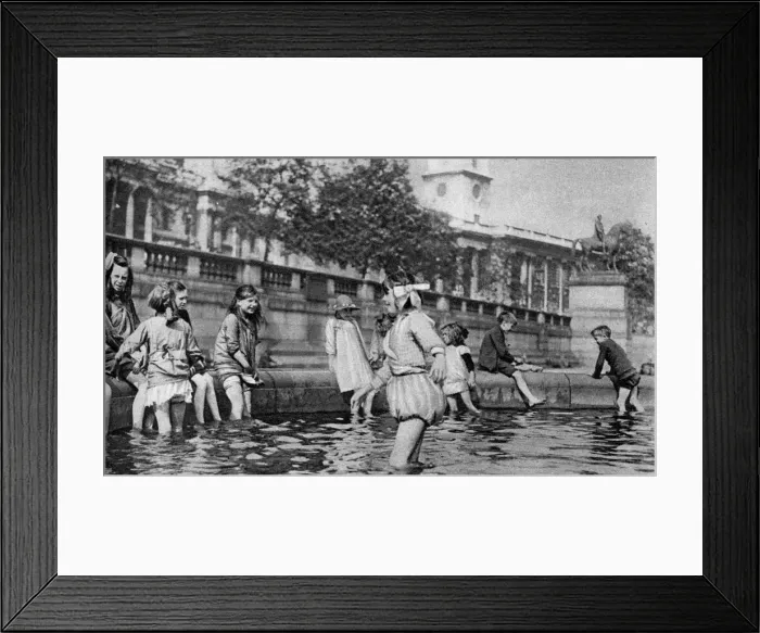 Framed Print : Children paddling in the fountains at Trafalgar Square, London, 1926-1927. Artist: Whiffin