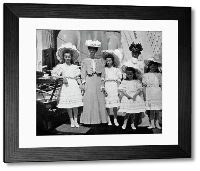 Framed Print : The mother, sister and children of Tsar Nicholas II (1868-1918) of Russia, 1908. Artist: Queen Alexandra Framed Print : The mother, sister and children of Tsar Nicholas II (1868-1918) of Russia, 1908. Artist: Queen Alexandra