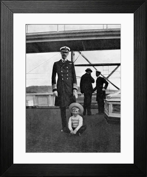 Framed Print : King Haakon VII of Norway (1872-1957) with his son Olav (1903-1991), 1908. Artist: Queen Alexandra