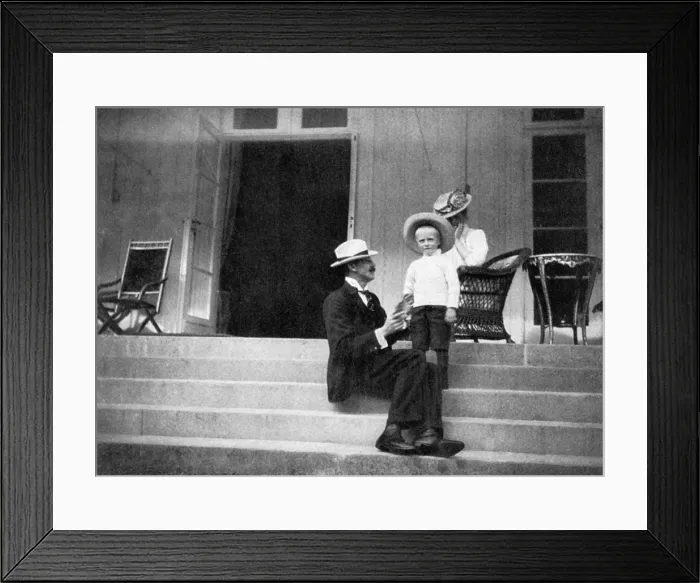 Framed Print : King Haakon VII of Norway, his son Olav and Princess Victoria at Bygdoy, Norway, 1908. Artist: Queen Alexandra Framed Print : King Haakon VII of Norway, his son Olav and Princess Victoria at Bygdoy, Norway, 1908. Artist: Queen Alexandra