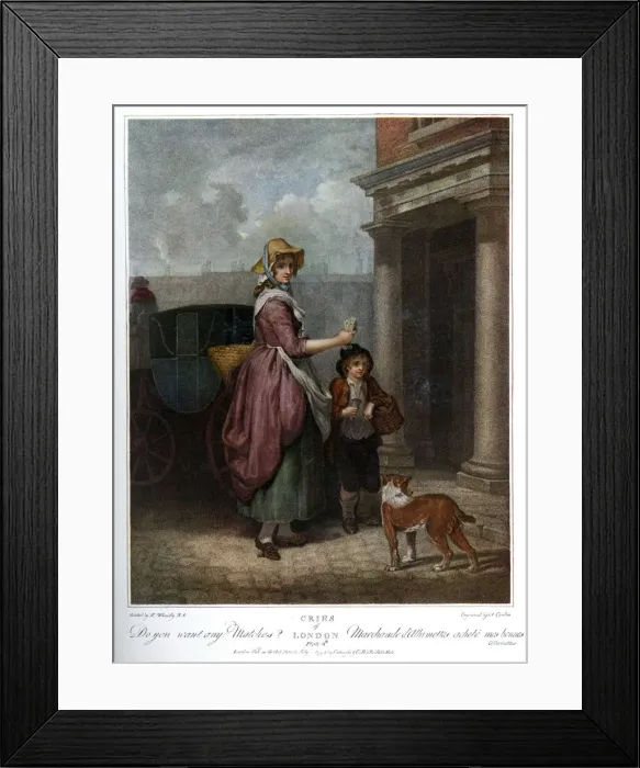 Framed Print : Do you want any matches?, 1794 (1910). Artist: Antoine Cardon Framed Print : Do you want any matches?, 1794 (1910). Artist: Antoine Cardon