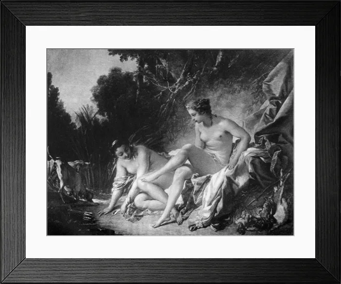 Framed Print : Diana leaving her bath, 18th century (1905). Artist: Francois Boucher Framed Print : Diana leaving her bath, 18th century (1905). Artist: Francois Boucher