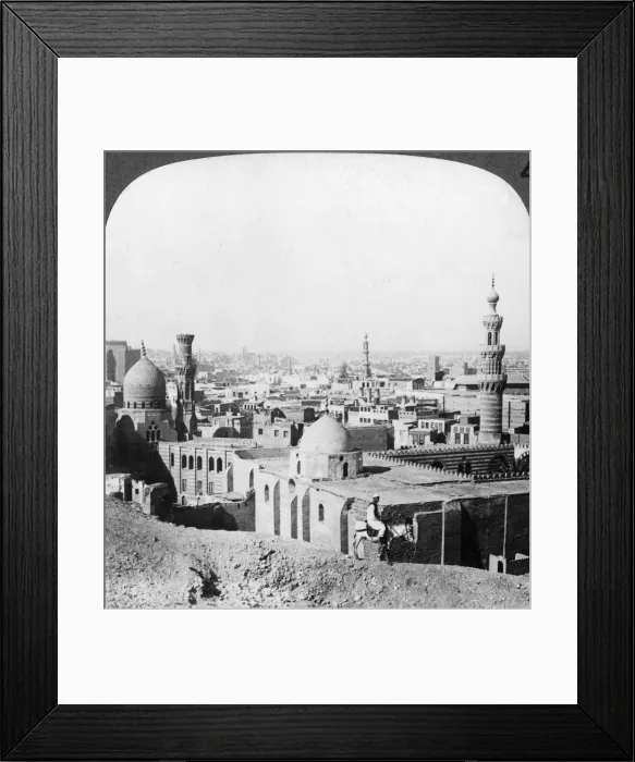 Framed Print : Cairo, looking south west, across the city to the pyramids, Egypt, 1905. Artist: Underwood & Underwood