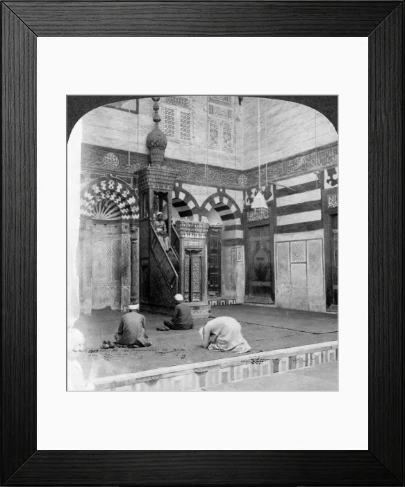 Framed Print : The prayer-niche and pulpit in the tomb mosque of Kait Bey, Cairo, Egypt, 1905. Artist: Underwood & Underwood Framed Print : The prayer-niche and pulpit in the tomb mosque of Kait Bey, Cairo, Egypt, 1905. Artist: Underwood & Underwood