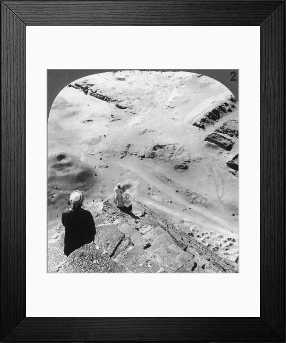 Framed Print : Looking down the southwest corner of the Great Pyramid, Egypt, 1905. Artist: Underwood & Underwood Framed Print : Looking down the southwest corner of the Great Pyramid, Egypt, 1905. Artist: Underwood & Underwood
