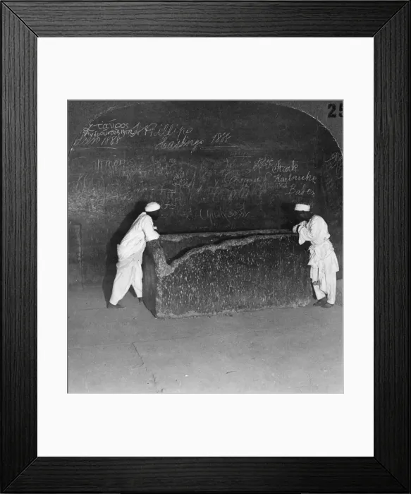 Framed Print : Khufus sarcophagus, broken by robbers, in the Great Pyramid, Egypt, 1905. Artist: Underwood & Underwood Framed Print : Khufus sarcophagus, broken by robbers, in the Great Pyramid, Egypt, 1905. Artist: Underwood & Underwood