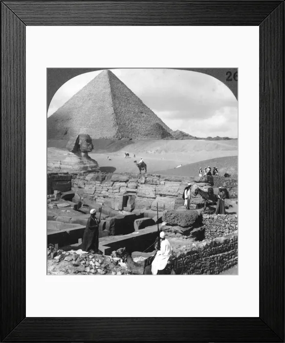 Framed Print : Ruins of the granite temple, the Sphinx and Great Pyramid, Egypt, 1905. Artist: Underwood & Underwood