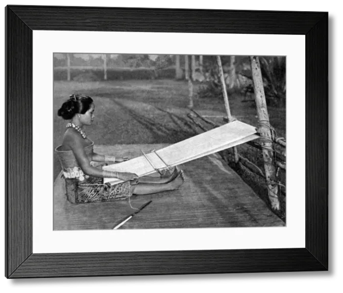 Framed Print : Iban weaver, Borneo, 1922. Artist: Dr Charles Hose Framed Print : Iban weaver, Borneo, 1922. Artist: Dr Charles Hose