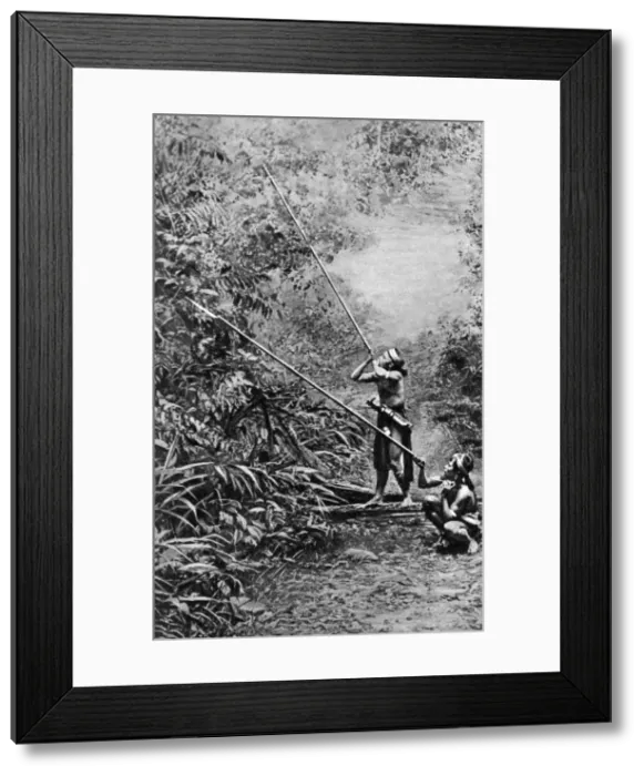 Framed Print : Kenyah men hunting for monkeys with blowpipes, Borneo, 1922. Artist: Dr Charles Hose Framed Print : Kenyah men hunting for monkeys with blowpipes, Borneo, 1922. Artist: Dr Charles Hose