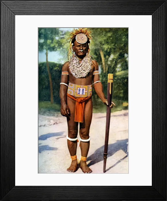 Framed Print : A Malayta chief, Solomon Isles, 1922. Artist: CW Collinson Framed Print : A Malayta chief, Solomon Isles, 1922. Artist: CW Collinson