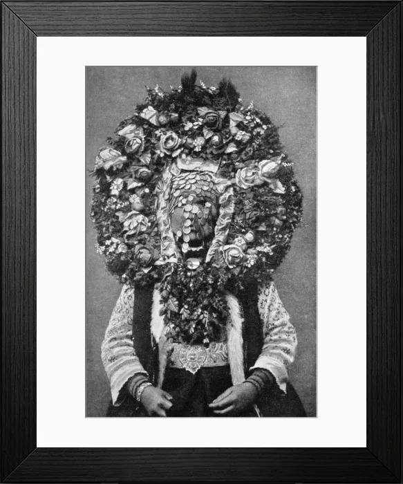 Framed Print : Floral mask of a Bulgarian bride, 1922 Framed Print : Floral mask of a Bulgarian bride, 1922