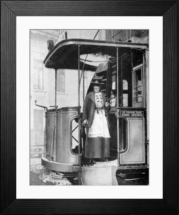 Framed Print : A woman tram-conductor, Chile, 1922. Artist: Brown & Dawson