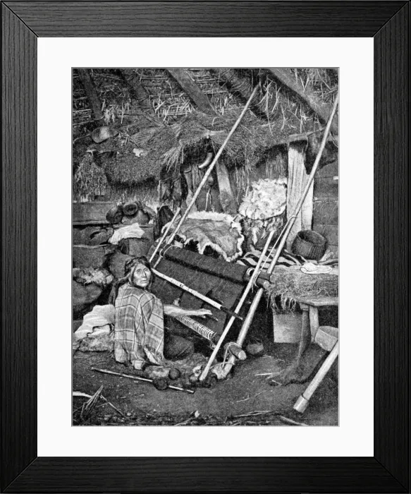 Framed Print : Araucanian woman weaving, Chile, 1922 Framed Print : Araucanian woman weaving, Chile, 1922