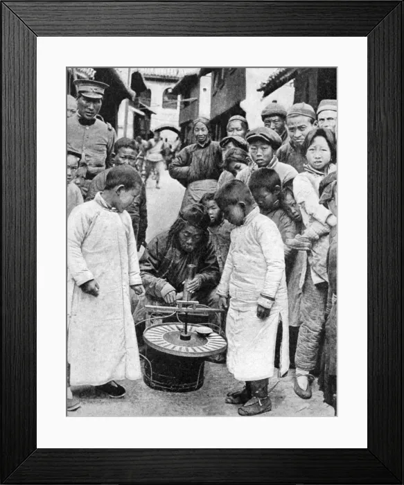 Framed Print : Street gambling, China, 1922. Artist: BT Prideaux Framed Print : Street gambling, China, 1922. Artist: BT Prideaux