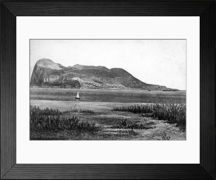 Framed Print : Gibraltar Rock from Campo, early 20th century. Artist: VB Cumbo Framed Print : Gibraltar Rock from Campo, early 20th century. Artist: VB Cumbo