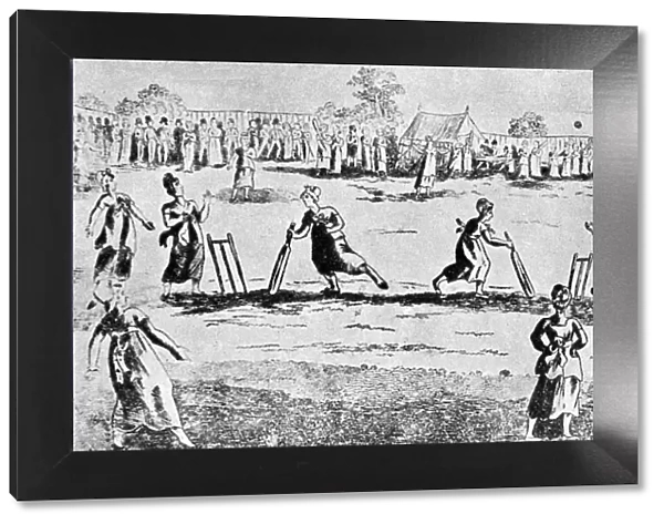 A ladies cricket match, Newington Green, Islington, London, 1811 (1912)