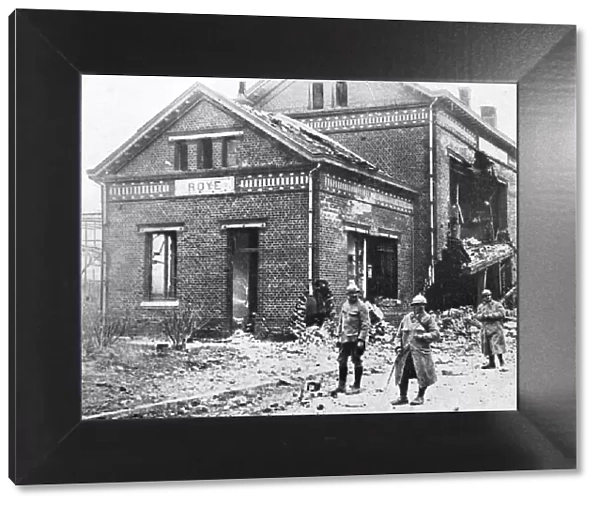 Damaged railway station at Roye, France, First World War, 1918, (c1920)