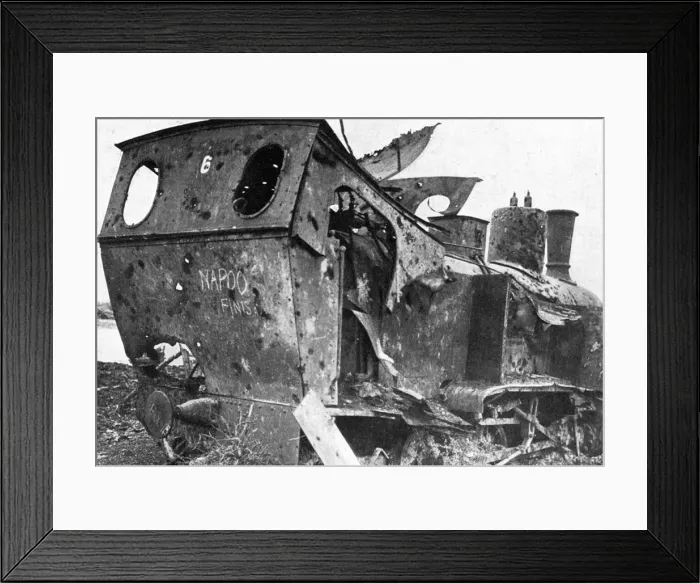 Framed Print : Smashed locomotive at Peronne, France, First World War, 1917, (c1920) Framed Print : Smashed locomotive at Peronne, France, First World War, 1917, (c1920)