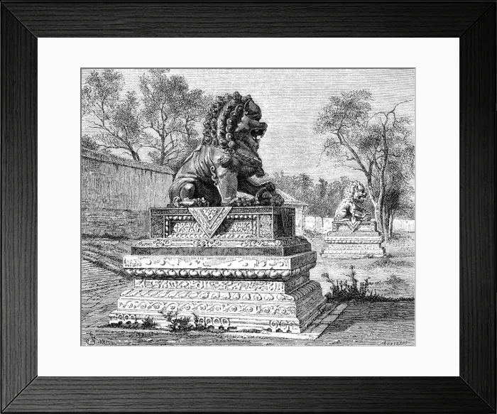Framed Print : Summer Palace, Bronze Lion, Emblem of the Imperial Power, c1890