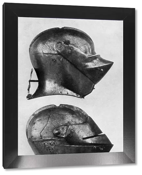 Spanish and Italian helmets, 15th century, (1929)