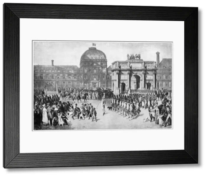 Framed Print : A military parade through Paris, France, c18th century Framed Print : A military parade through Paris, France, c18th century