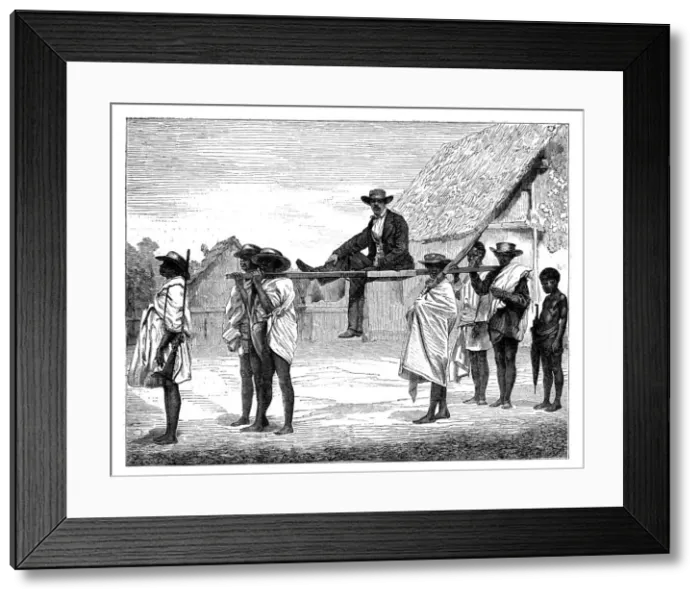 Framed Print : African natives carrying a white man, Africa, 19th century. Artist: Gerome Staal Framed Print : African natives carrying a white man, Africa, 19th century. Artist: Gerome Staal