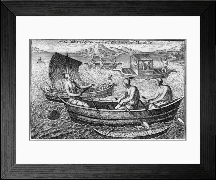 Framed Print : Small vessel used on the coast of Malabar (Cochin), India, c18th century Framed Print : Small vessel used on the coast of Malabar (Cochin), India, c18th century