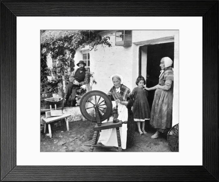 Framed Print : Spinning wool yarn, Cliffony, Sligo, 1908-1909. Artist: R Welch Framed Print : Spinning wool yarn, Cliffony, Sligo, 1908-1909. Artist: R Welch