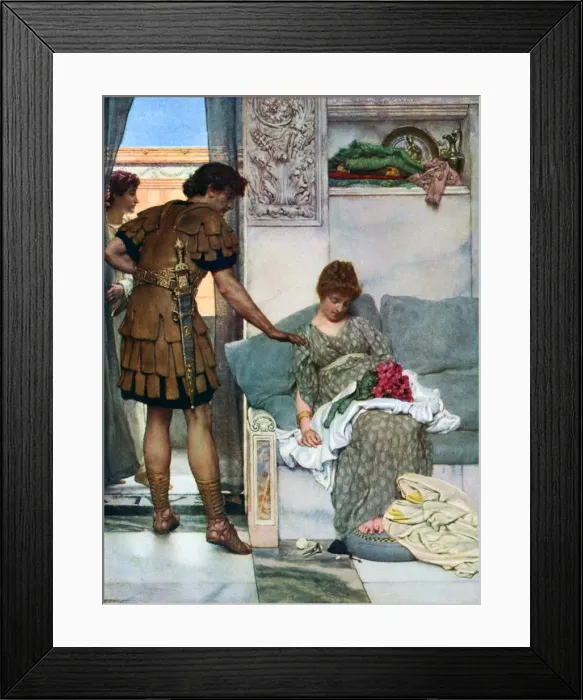 Framed Print : A Silent Greeting, 1908-1909. Artist: Sir Lawrence Alma-Tadema Framed Print : A Silent Greeting, 1908-1909. Artist: Sir Lawrence Alma-Tadema